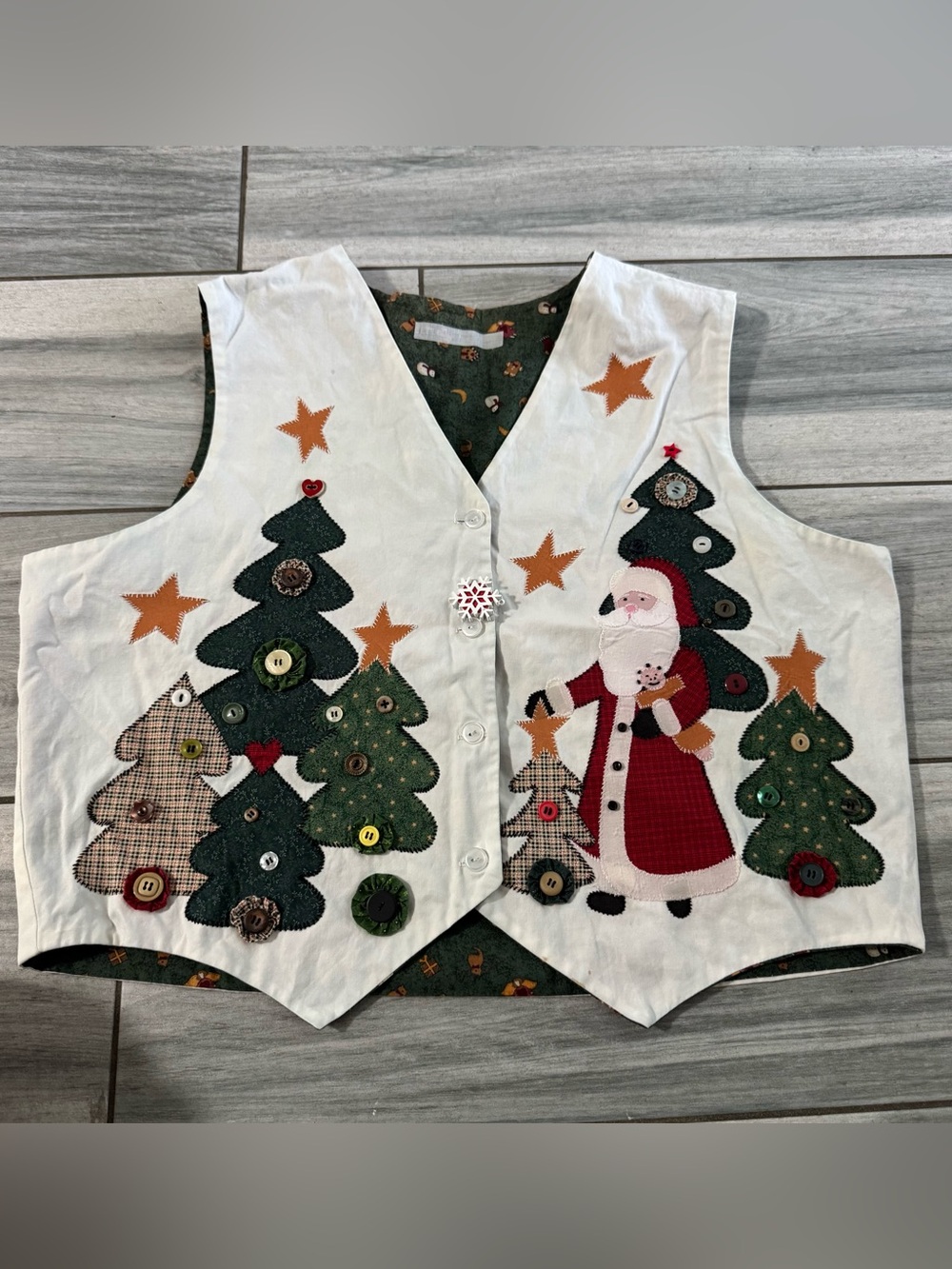 Women’s Vintage Handmade Reversible Christmas Vest XL